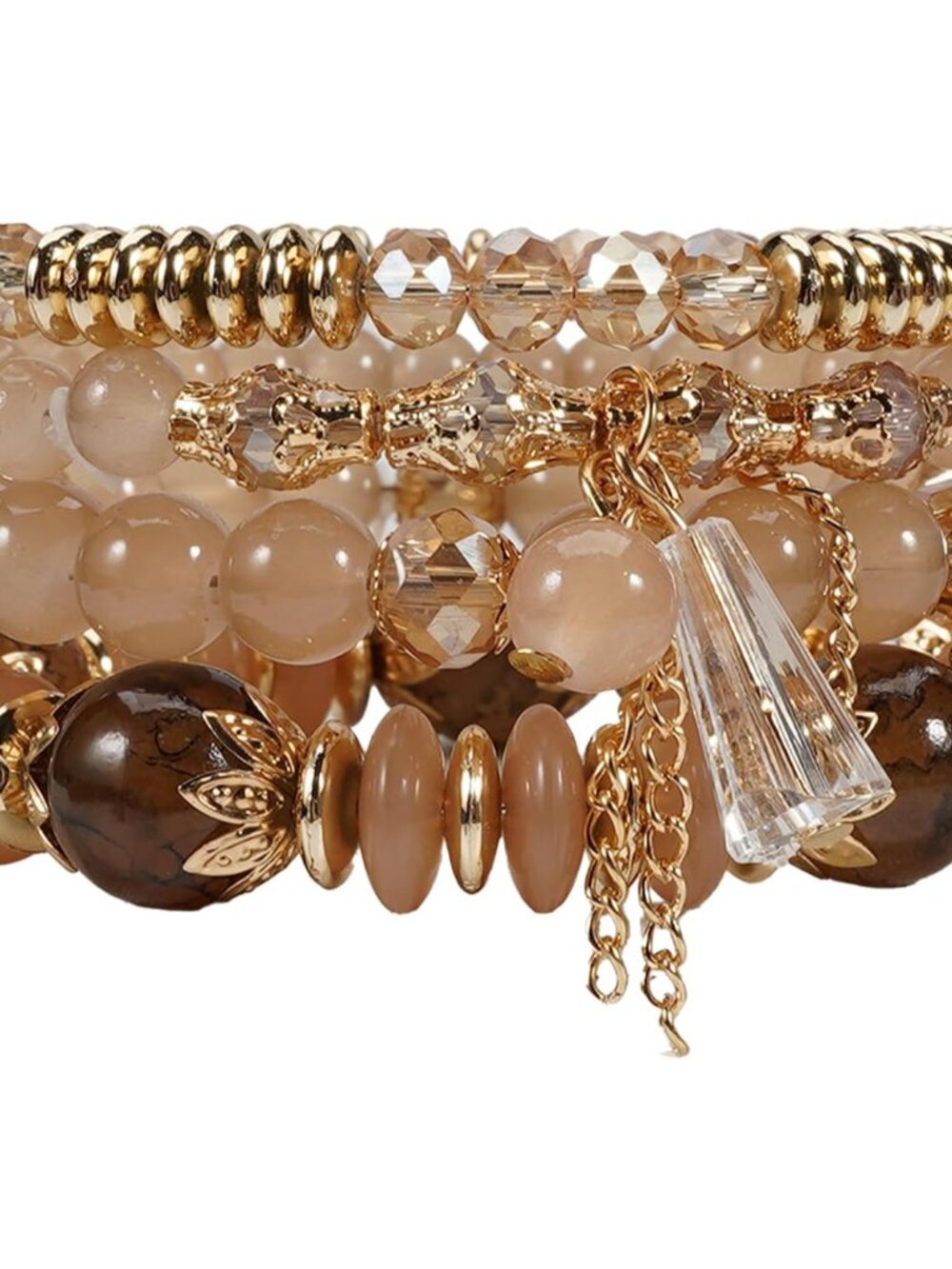 Bohemian Bracelet Sets for Women - 4-Pack Stackable Stretch Bead Bracelets with